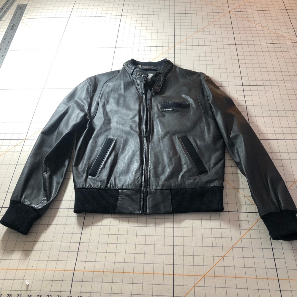 Members Only Black Leather Bomber Jacket
